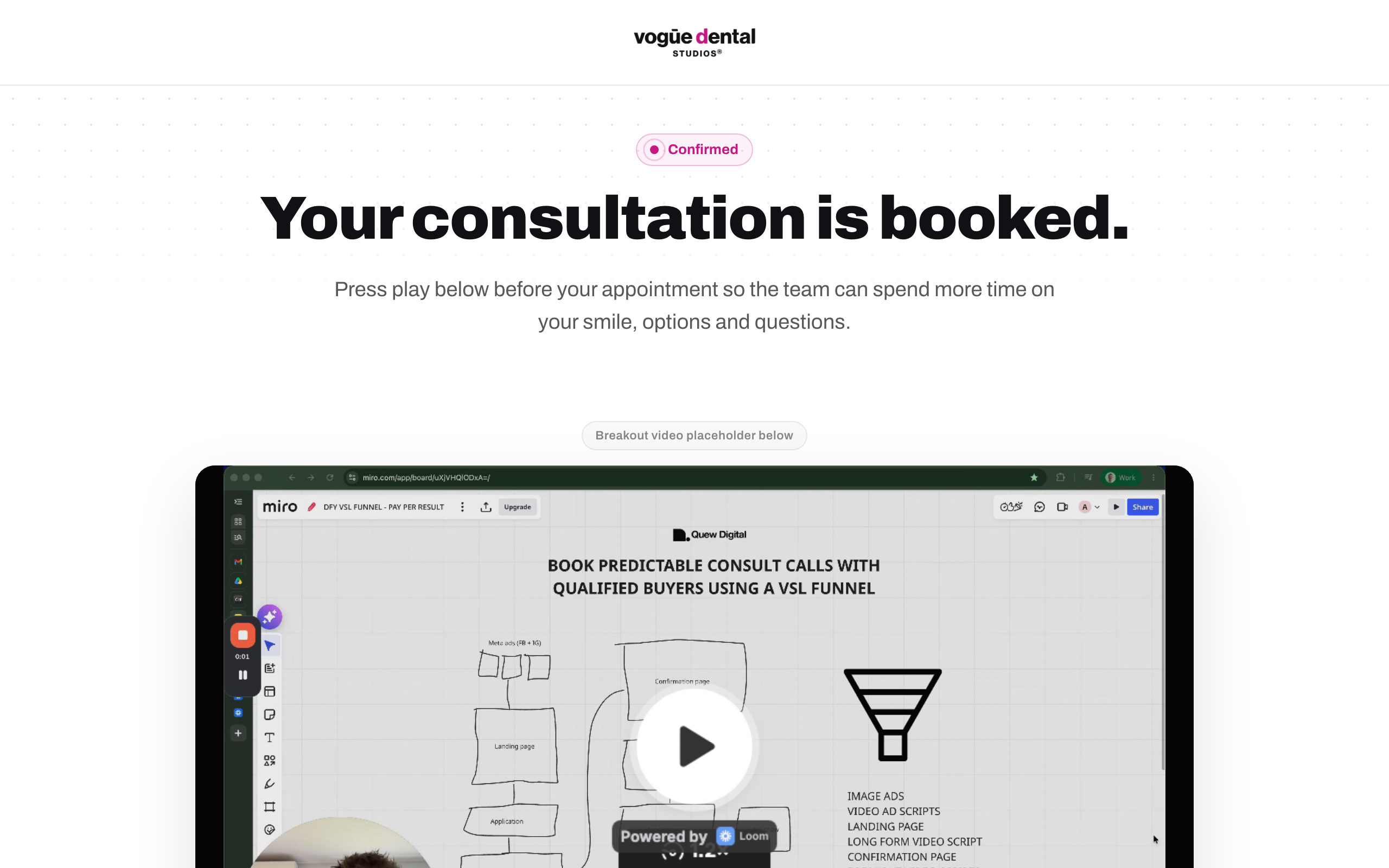 Confirmation page preview
