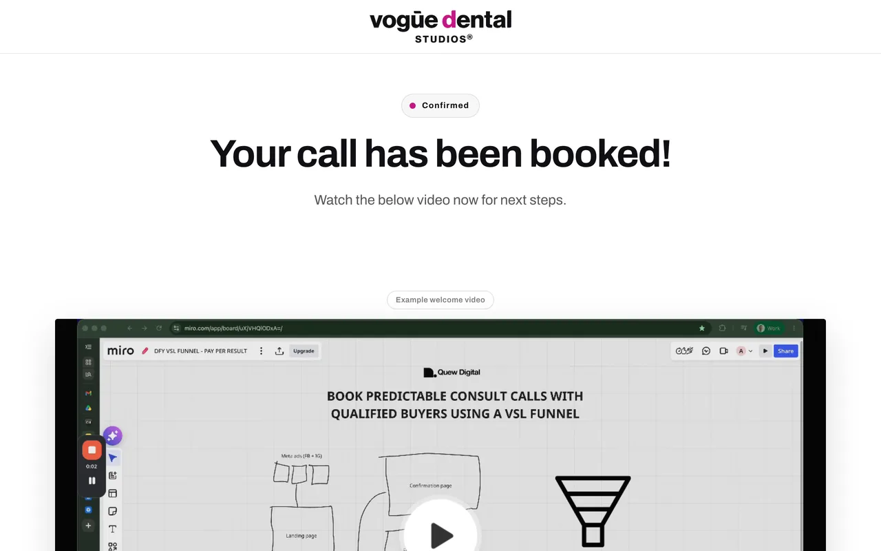 Confirmation page preview